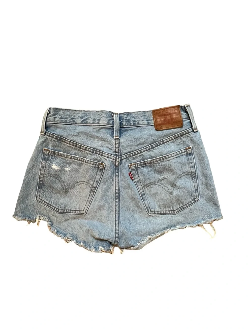 Levi’s 501 Distressed Cutoff Denim Shorts W26 Light Wash High Rise Festival Y2K